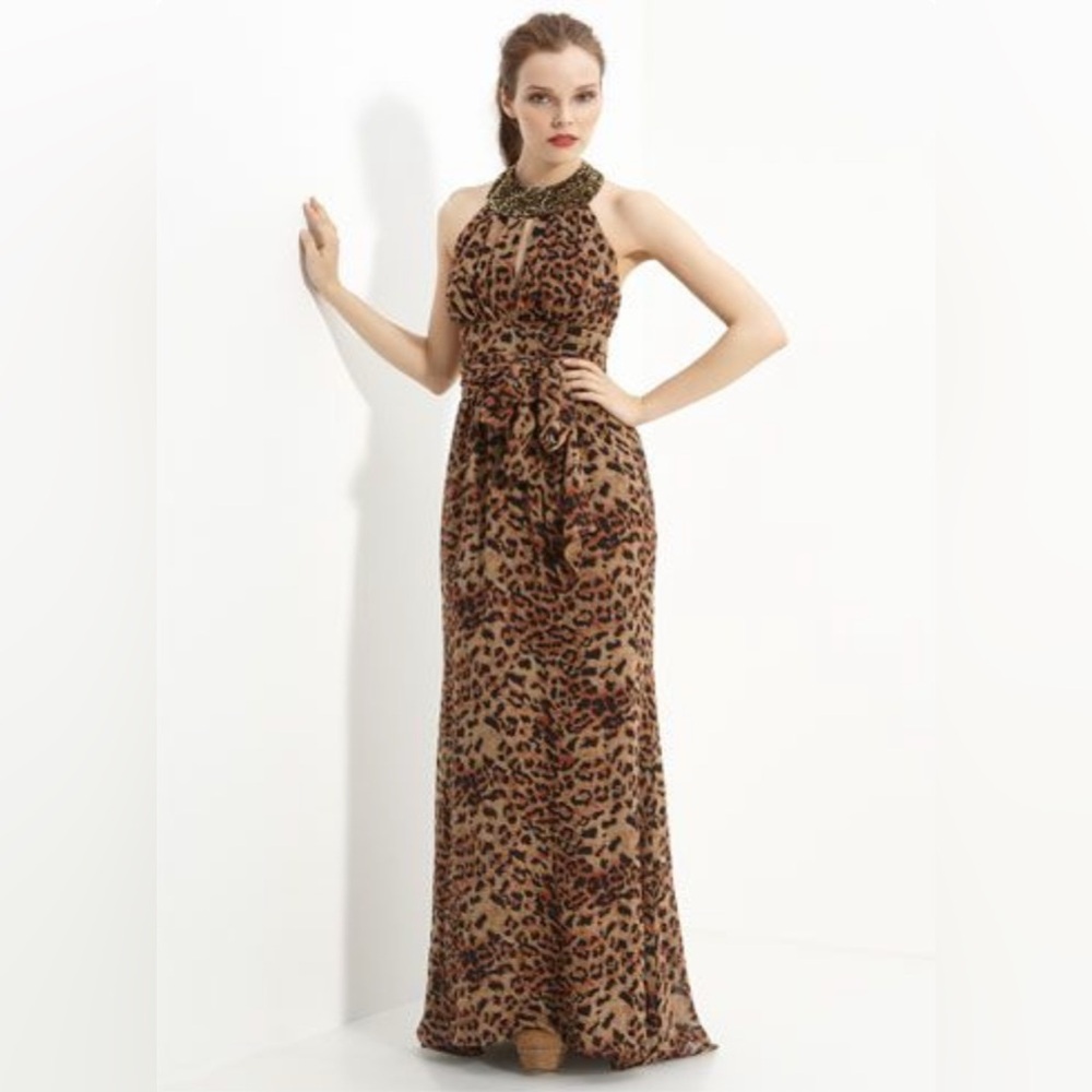 Rachel Zoe Brown Leopard Print Maxi Dress
